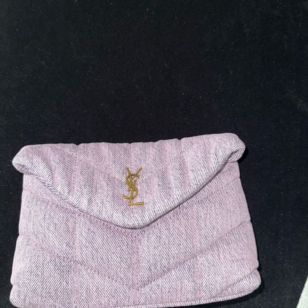 Brand new Yves Saint Laurent Purple Quilted Women's Clutch w/ card holder denim